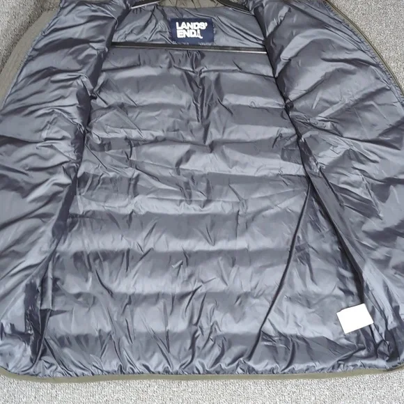 Lands End Classic Down Fill Puffer Vest Size Large In Olive Green - Picture 6 of 8